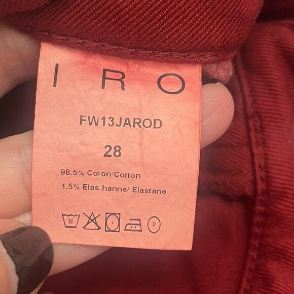 IRO Jarod‎ Adjuste Cardinal Red 5 Pocket Skinny Jeans Women’s Size 28 - Picture 7 of 8